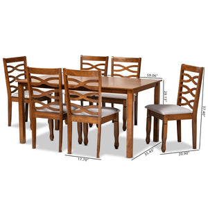 Baxton Studio Baxton Studio Lanier 7-Piece Dining Set - Modern Grey Upholstery & Walnut Finish for Stylish Comfort RH318C-Grey/Walnut-7PC Dining Set
