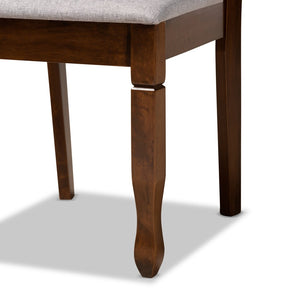 Baxton Studio Baxton Lanier 5-Piece Modern Grey Upholstered Dining Set with Walnut Brown Finish for Stylish Spaces RH318C-Grey/Walnut-5PC Dining Set
