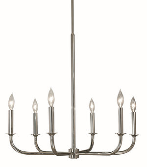 Framburg 6-light Sleek Polished Silver Chandelier - Modern Elegance For Dining Spaces, Made In The Usa! Polished Silver Metal 1055 Ps