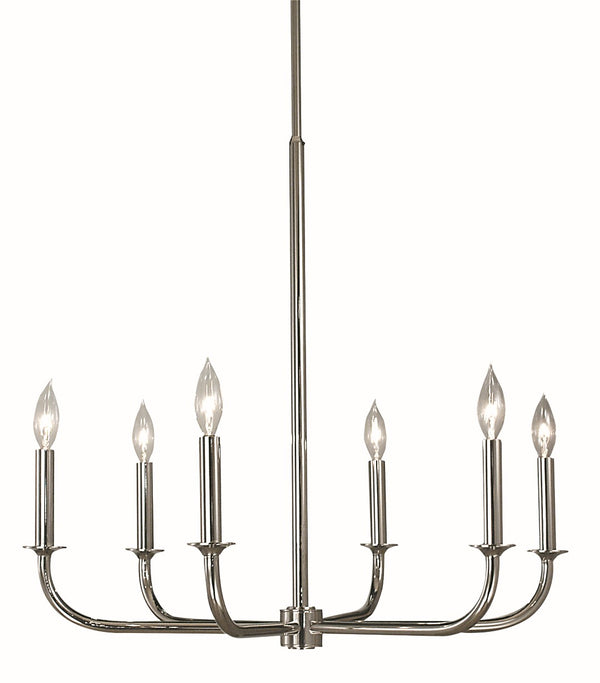Framburg 6-light Sleek Polished Silver Chandelier - Modern Elegance For Dining Spaces, Made In The Usa! Polished Silver Metal 1055 Ps