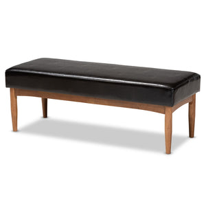 Baxton Studio Baxton Studio Arvid Mid-Century Modern Dark Brown Faux Leather Dining Bench for Stylish Spaces BBT8051-Dark Brown/Walnut-Bench