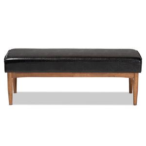 Baxton Studio Baxton Studio Arvid Mid-Century Modern Dark Brown Faux Leather Dining Bench for Stylish Spaces BBT8051-Dark Brown/Walnut-Bench
