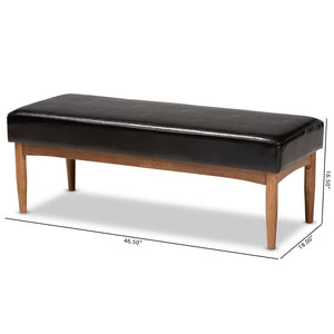 Baxton Studio Baxton Studio Arvid Mid-Century Modern Dark Brown Faux Leather Dining Bench for Stylish Spaces BBT8051-Dark Brown/Walnut-Bench