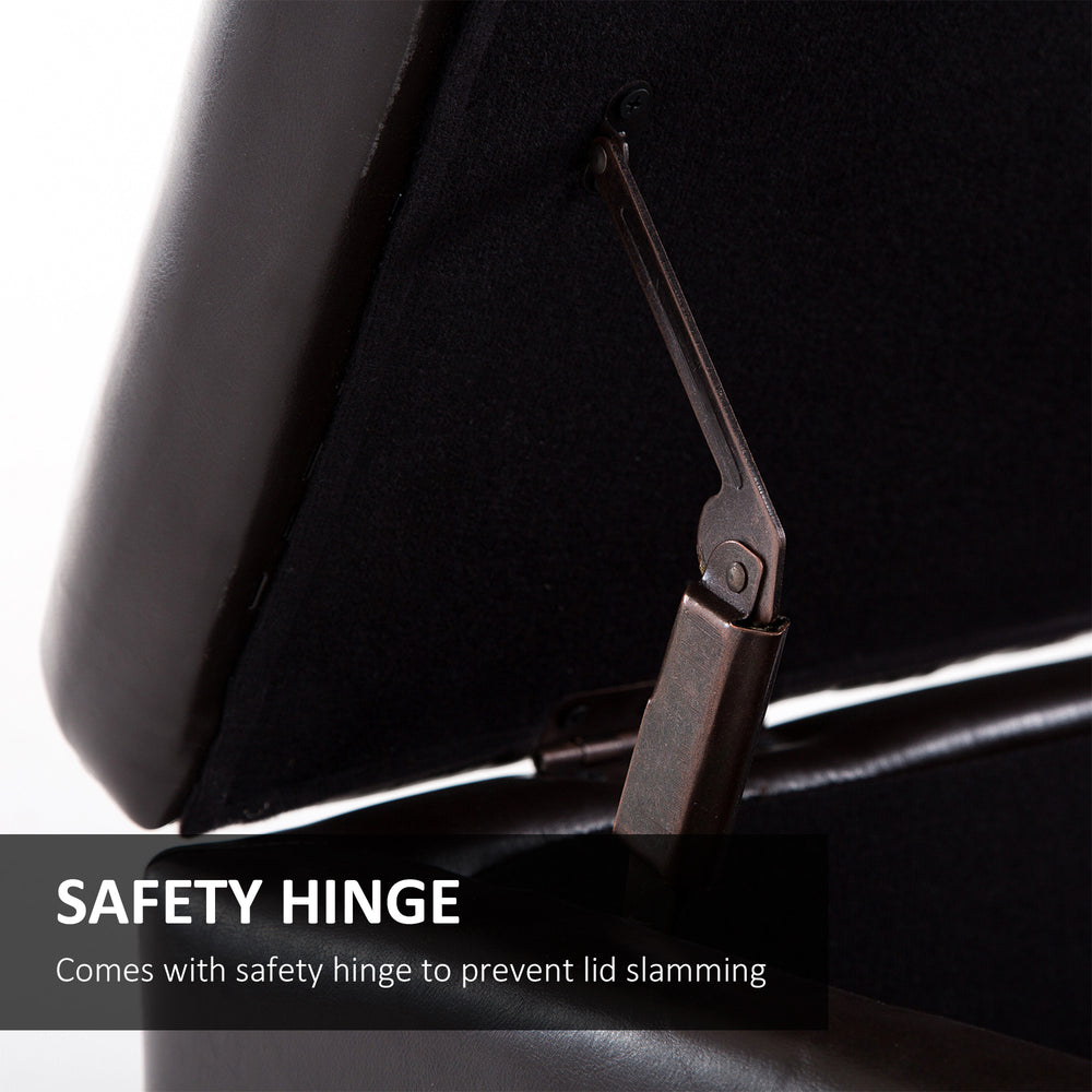 English Elm HOMCOM Tufted 51" Storage Ottoman Bench with Lift Top and Soft-Close Lid, Padded Seat for Living Room Brown W2225P217745