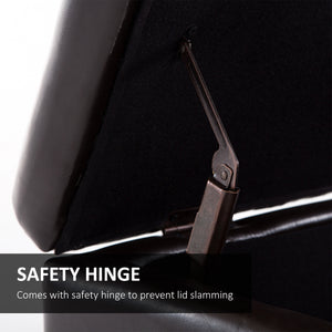 English Elm HOMCOM Tufted 51" Storage Ottoman Bench with Lift Top and Soft-Close Lid, Padded Seat for Living Room Brown W2225P217745