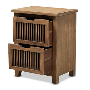 Baxton Studio Baxton Studio Clement Rustic End Table with Spindle Accents & Storage - Medium Oak Finish Charm LD19A004-Medium Oak-ET