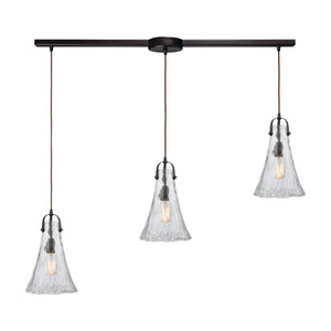 Hand Formed Glass 38'' Wide 3-Light Slim Linear Pendant - Oil Rubbed Bronze 10555/3L Elk Lighting