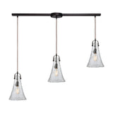 Hand Formed Glass 38'' Wide 3-Light Slim Linear Pendant - Oil Rubbed Bronze 10555/3L Elk Lighting