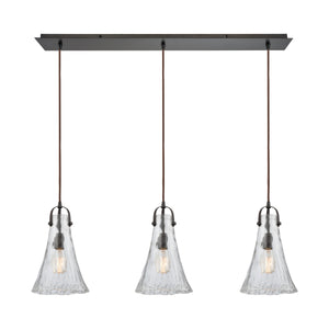 Hand Formed Glass 36'' Wide 3-Light Linear Pendant - Oil Rubbed Bronze 10555/3LP Elk Lighting