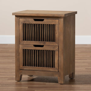 Baxton Studio Baxton Studio Clement Rustic End Table with Spindle Accents & Storage - Medium Oak Finish Charm LD19A004-Medium Oak-ET