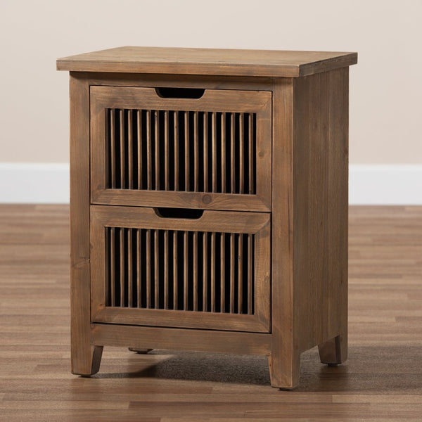 Baxton Studio Baxton Studio Clement Rustic End Table with Spindle Accents & Storage - Medium Oak Finish Charm LD19A004-Medium Oak-ET
