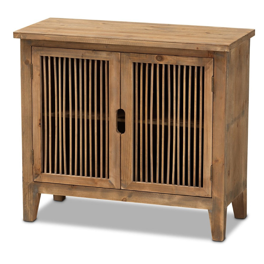 Baxton Studio Baxton Studio Clement Rustic Accent Cabinet - Medium Oak Finish, Stylish Storage & Display Solution LD19A005-Medium Oak-Cabinet
