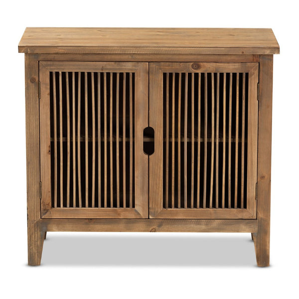 Baxton Studio Baxton Studio Clement Rustic Accent Cabinet - Medium Oak Finish, Stylish Storage & Display Solution LD19A005-Medium Oak-Cabinet