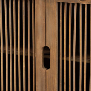 Baxton Studio Baxton Studio Clement Rustic Accent Cabinet - Medium Oak Finish, Stylish Storage & Display Solution LD19A005-Medium Oak-Cabinet