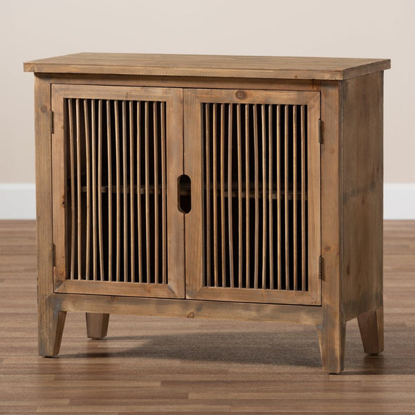 Baxton Studio Baxton Studio Clement Rustic Accent Cabinet - Medium Oak Finish, Stylish Storage & Display Solution LD19A005-Medium Oak-Cabinet