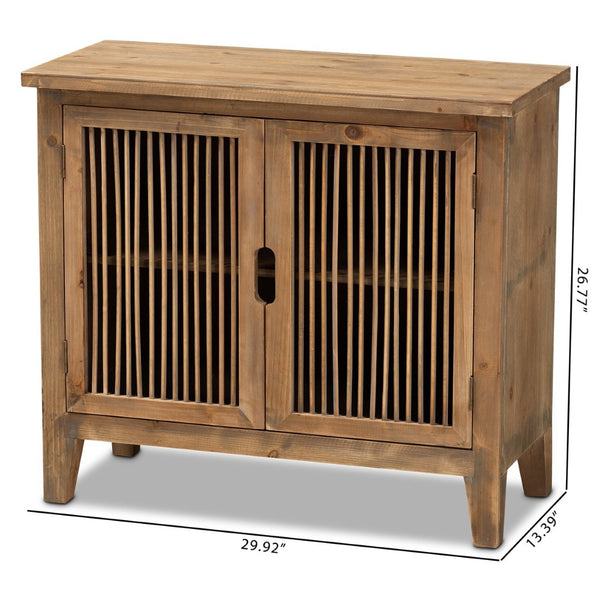 Baxton Studio Baxton Studio Clement Rustic Accent Cabinet - Medium Oak Finish, Stylish Storage & Display Solution LD19A005-Medium Oak-Cabinet