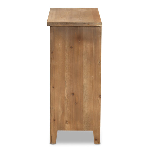Baxton Studio Baxton Rustic 3-Drawer Storage Cabinet – Medium Oak Finish with Spindle Design for Cozy Spaces LD19A007-Medium Oak-3DW-Cabinet
