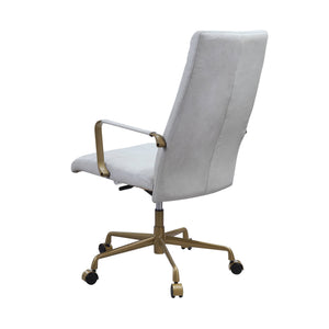 English Elm Duralo Vintage Off White Top Grain Leather Office Chair – 360° Swivel, Adjustable Height, Cushioned Comfort B2726P346935