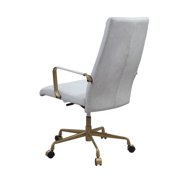 English Elm Duralo Vintage Off White Top Grain Leather Office Chair – 360° Swivel, Adjustable Height, Cushioned Comfort B2726P346935
