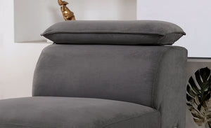 English Elm Dark Dark Gray Plush Armless Chair with Adjustable Headrest Metal Legs Boxed Cushions Chaise Comfort B2741P378245