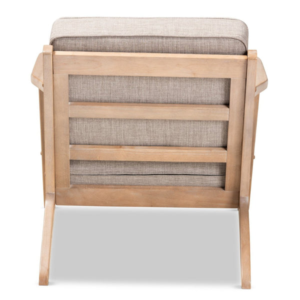 Baxton Studio Baxton Studio Sigrid Mid-Century Modern Light Grey Armchair & Ottoman Set with Antique Oak Finish Sigrid-Light Grey/Antique Oak-2PC Set