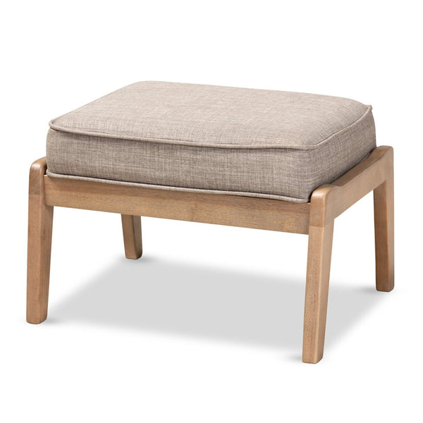 Baxton Studio Baxton Studio Sigrid Mid-Century Modern Light Grey Armchair & Ottoman Set with Antique Oak Finish Sigrid-Light Grey/Antique Oak-2PC Set