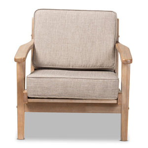 Baxton Studio Baxton Sigrid Mid-Century Modern Light Grey Upholstered Armchair with Antique Oak Finish - Cozy Charm Sigrid-Light Grey/Antique Oak-CC