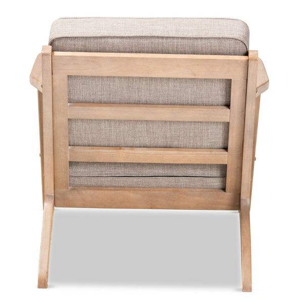 Baxton Studio Baxton Sigrid Mid-Century Modern Light Grey Upholstered Armchair with Antique Oak Finish - Cozy Charm Sigrid-Light Grey/Antique Oak-CC