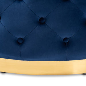 Baxton Studio Baxton Studio Sasha Royal Blue Velvet Round Ottoman with Gold Base – Chic Cocktail Table & Seating TSF-6689-Royal Blue/Gold-Otto