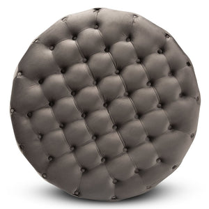 Baxton Studio Baxton Studio Sasha Glam Velvet Ottoman - Luxurious Gold-Base Round Cocktail Table & Footrest TSF-6689-Grey/Gold-Otto