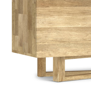 English Elm Harrow Natural Mango Wood TV Media Stand | Handcrafted Solid Wood, Cable Management, 65" TV Capacity B136P203480