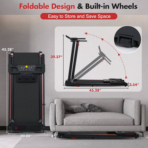 English Elm Treadmill Foldable 3hp Motor with Incline Adjustable Feet and Anti-slip Running Belt N728P191958B