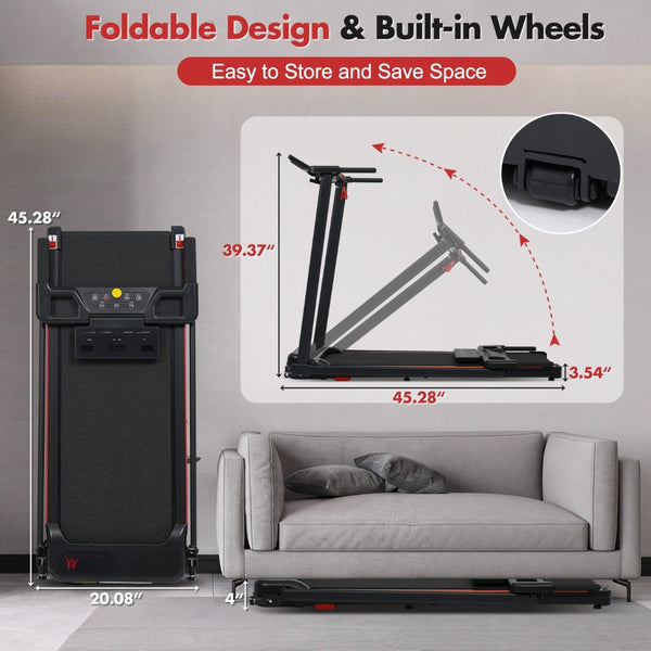 English Elm Treadmill Foldable 3hp Motor with Incline Adjustable Feet and Anti-slip Running Belt N728P191958B
