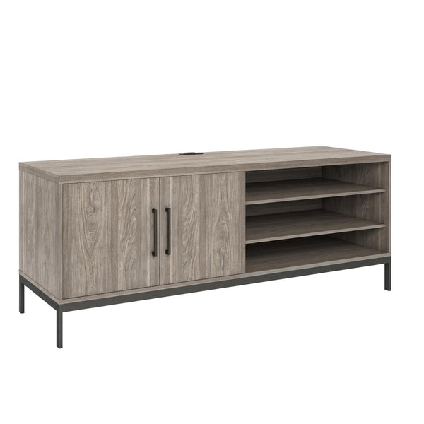English Elm Parkside Black Oak Melamine Credenza with Sliding Doors and Built in Power Strip B2733S00002