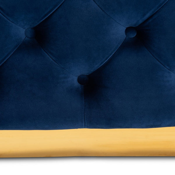 Baxton Studio Baxton Studio Royal Blue Velvet Cocktail Ottoman with Gold Base - Elegant, Fully Assembled Luxury Piece TSF-6690-Royal Blue/Gold-Otto