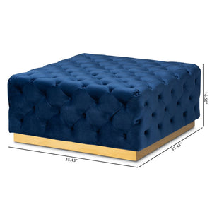 Baxton Studio Baxton Studio Royal Blue Velvet Cocktail Ottoman with Gold Base - Elegant, Fully Assembled Luxury Piece TSF-6690-Royal Blue/Gold-Otto