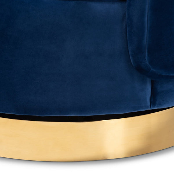 Baxton Studio Baxton Studio Royal Blue Velvet Swivel Accent Chair with Gold Base – Glamorous Comfort for Any Space TSF-6653-Royal Blue/Gold-CC