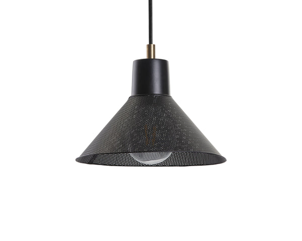 Sunpan Meira Black Iron Cone Pendant Light Handcrafted Industrial Fixture for Dining Spaces 105803