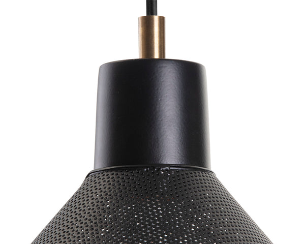 Sunpan Meira Black Iron Cone Pendant Light Handcrafted Industrial Fixture for Dining Spaces 105803