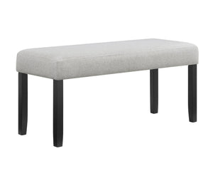 English Elm 1pc Upholstered Bench with Neutral Fabric and Dark Wood Legs for Stylish, Comfortable Dining Room Seating Black,Light Gray 16.73 L x 42.52 W x 5.71 H B2741P370390