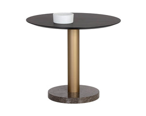 Monaco Bistro Table - Gold - Grey Marble / Charcoal Grey - 35.5" 105878 Sunpan