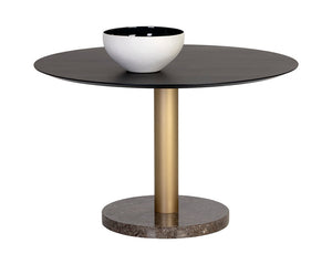 Monaco Dining Table - Gold - Grey Marble / Charcoal Grey - 48" 105882 Sunpan