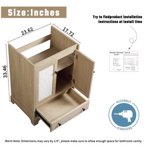 English Elm Bathroom Vanity with Oval Ceramic Sink One Drawer Soft Close Cabinet in White W3402S00005