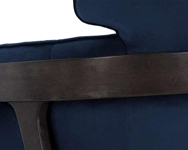 Sunpan Maximus Sculpted Wood Frame Lounge Chair Contemporary Upholstered Living Room Accent 105926V