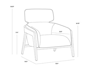 Sunpan Maximus Sculpted Wood Frame Lounge Chair Contemporary Upholstered Living Room Accent 105926V