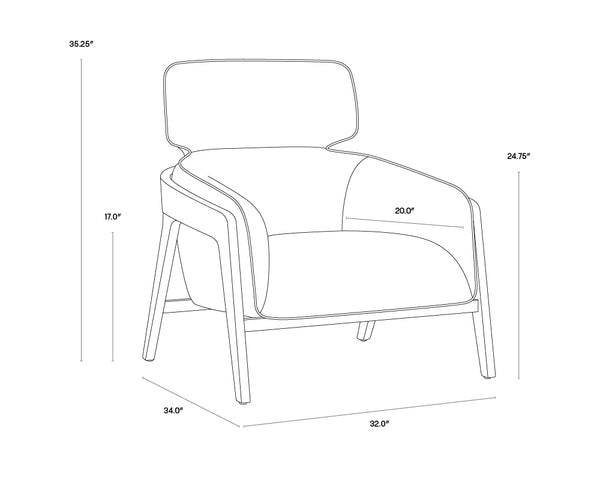 Sunpan Maximus Sculpted Wood Frame Lounge Chair Contemporary Upholstered Living Room Accent 105926V