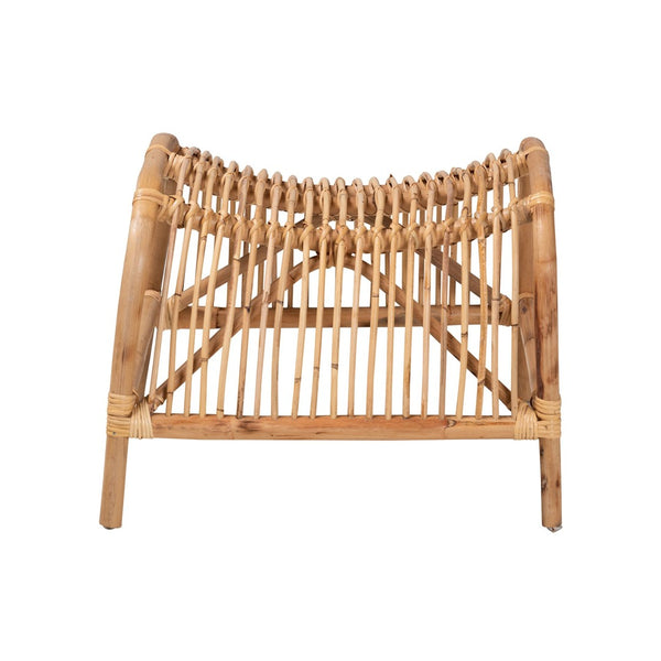 English Elm Modern Handcrafted Rattan Footstool Woven Openwork Frame Bohemian Accent Seat B2750P420361