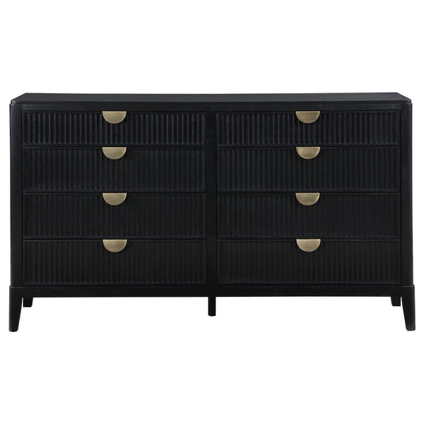 English Elm Mason Black 8-Drawer Dresser – Elegant Storage Solution With Antique Brass Accents For Modern Bedrooms B062P354068