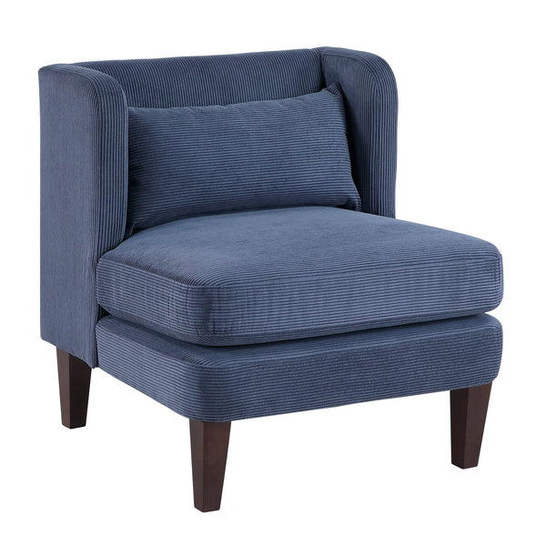 English Elm Modern Corduroy Accent Chair with Lumbar Pillow, Upholstered Seat, Stylish Living Room Centerpiece Blue 42 L x 28.5 W x 13.5 H B011P287471