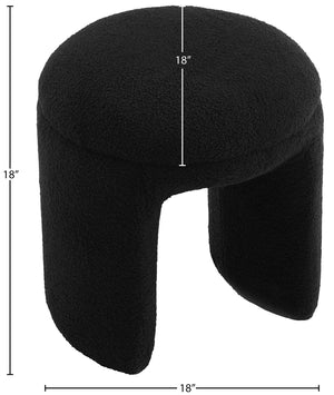 Bowen Black Faux Shearling Teddy Fabric Ottoman/Stool 105Black Meridian Furniture